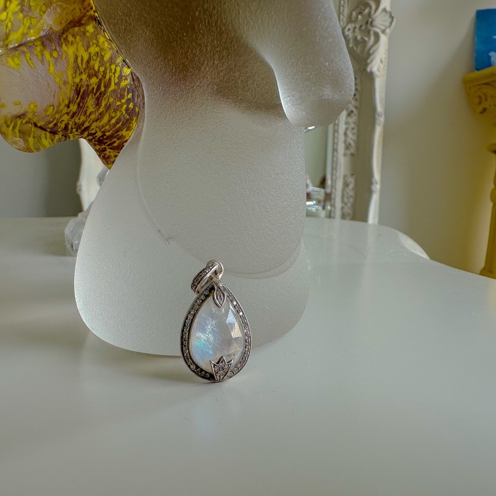 Moonstone and Champagne Diamond Pendant